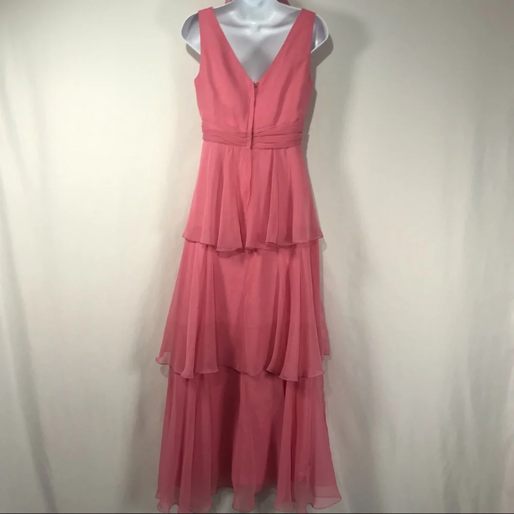 Sold—Vintage Pink Chiffon Empire Waist Maxi Dress with Matching Chiffon Cape - Picture 13 of 17
